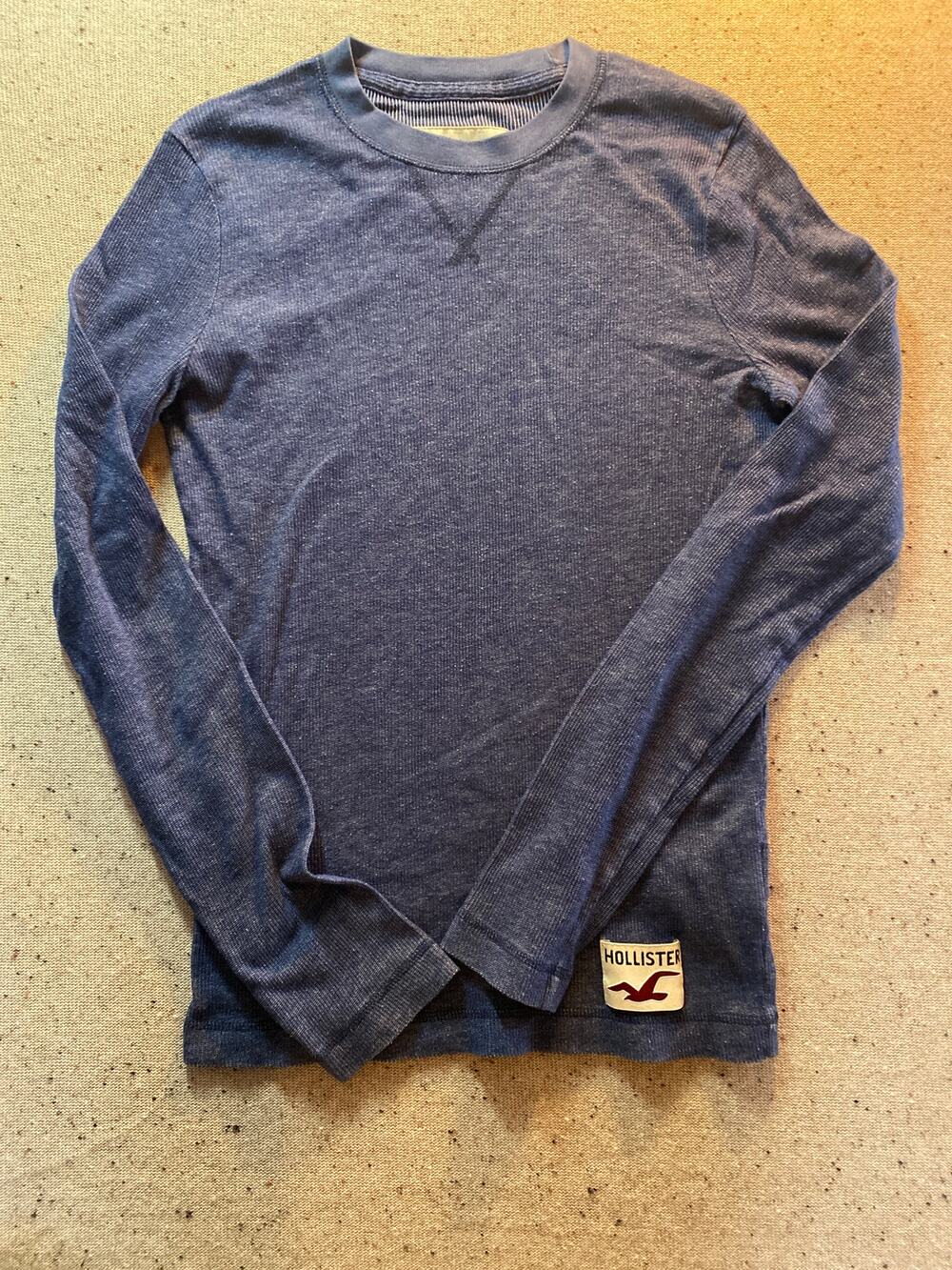 Y2K Era Hollister Thermal Pullover Men's Medium Vintage Style Heathered Blue